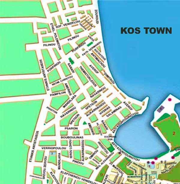 map of the city of Kos